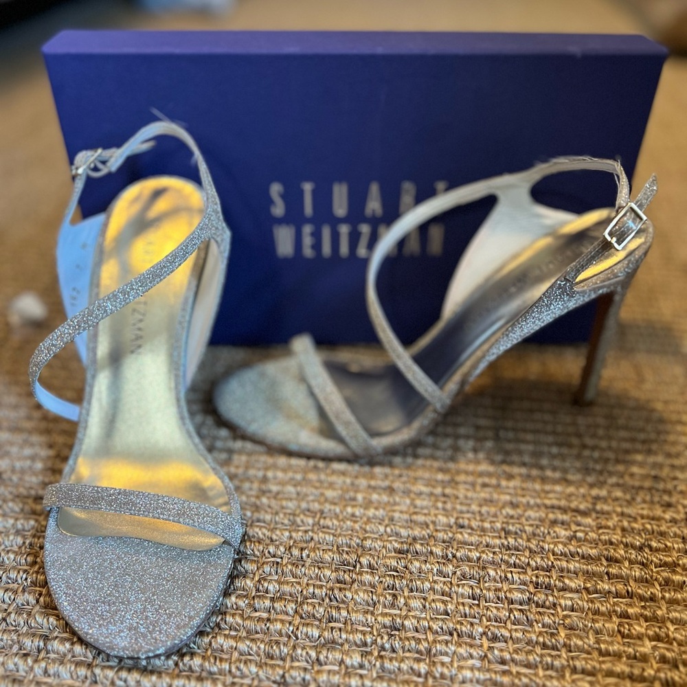 Stuart Weitzman sensual dark gold gliteratti heels size 7